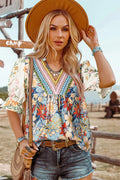 Fashion-W Crochet Boho Half & Long Sleeve Floral Blouse